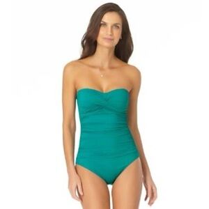 Anne Cole one-piece bandeau swimsuit by Ocean Green, size 6 MYMO00501 NEW